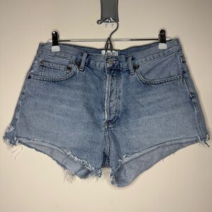 AGOLDE Parker Distressed Cutoff Summer Light Wash Jean Shorts